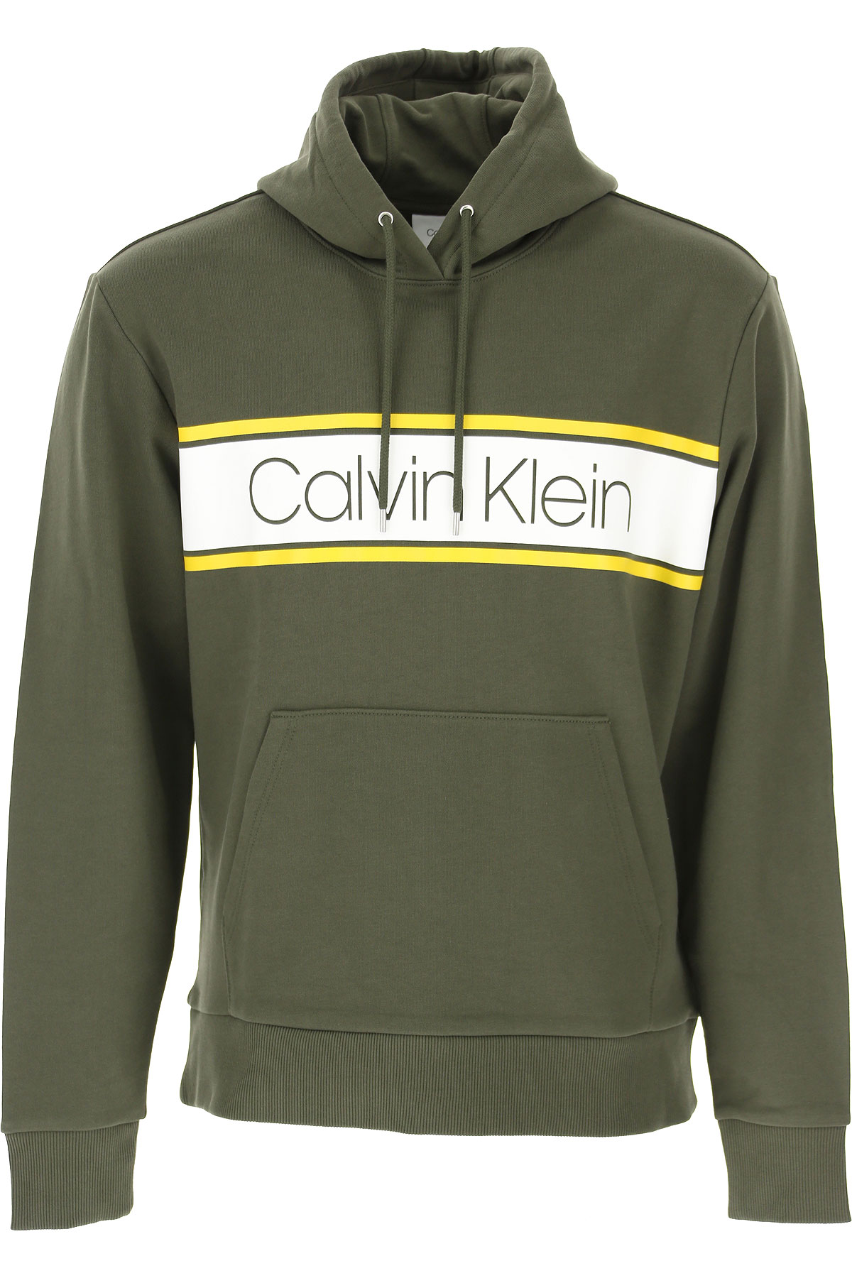 Calvin Klein Sweatshirt für Herren, Kapuzenpulli, Hoodie, Sweats Günstig im Sale, Dunkel Olivengrün, Baumwolle, 2017, L M