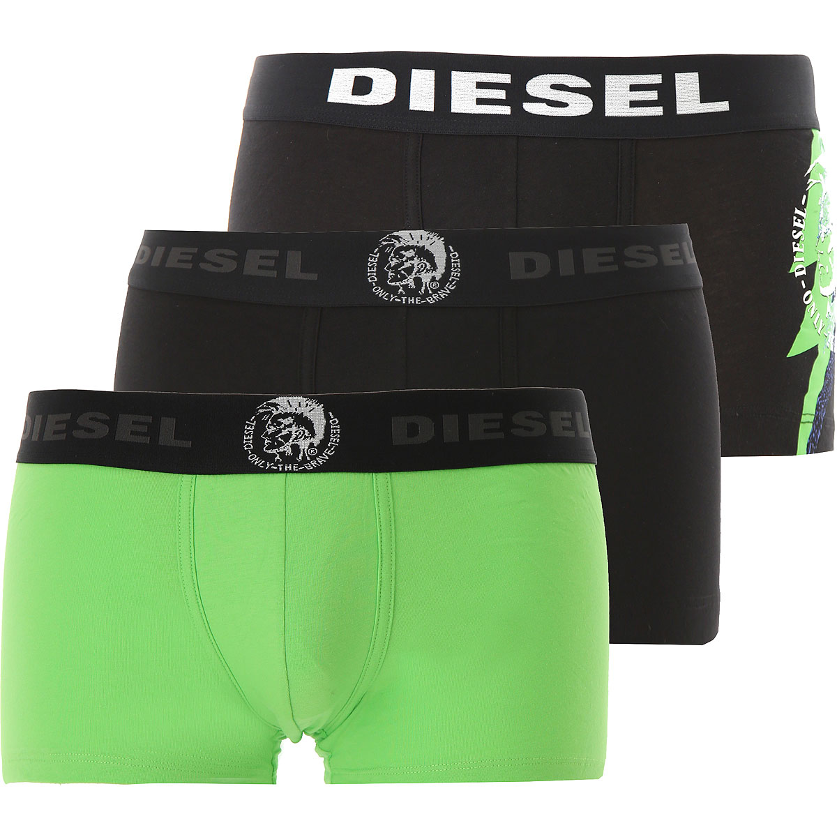Diesel Boxer Shorts für Herren, Unterhose, Short, Boxer Günstig im Outlet Sale, 3 Pack, Fluo Grün, Baumwolle, 2017, L M
