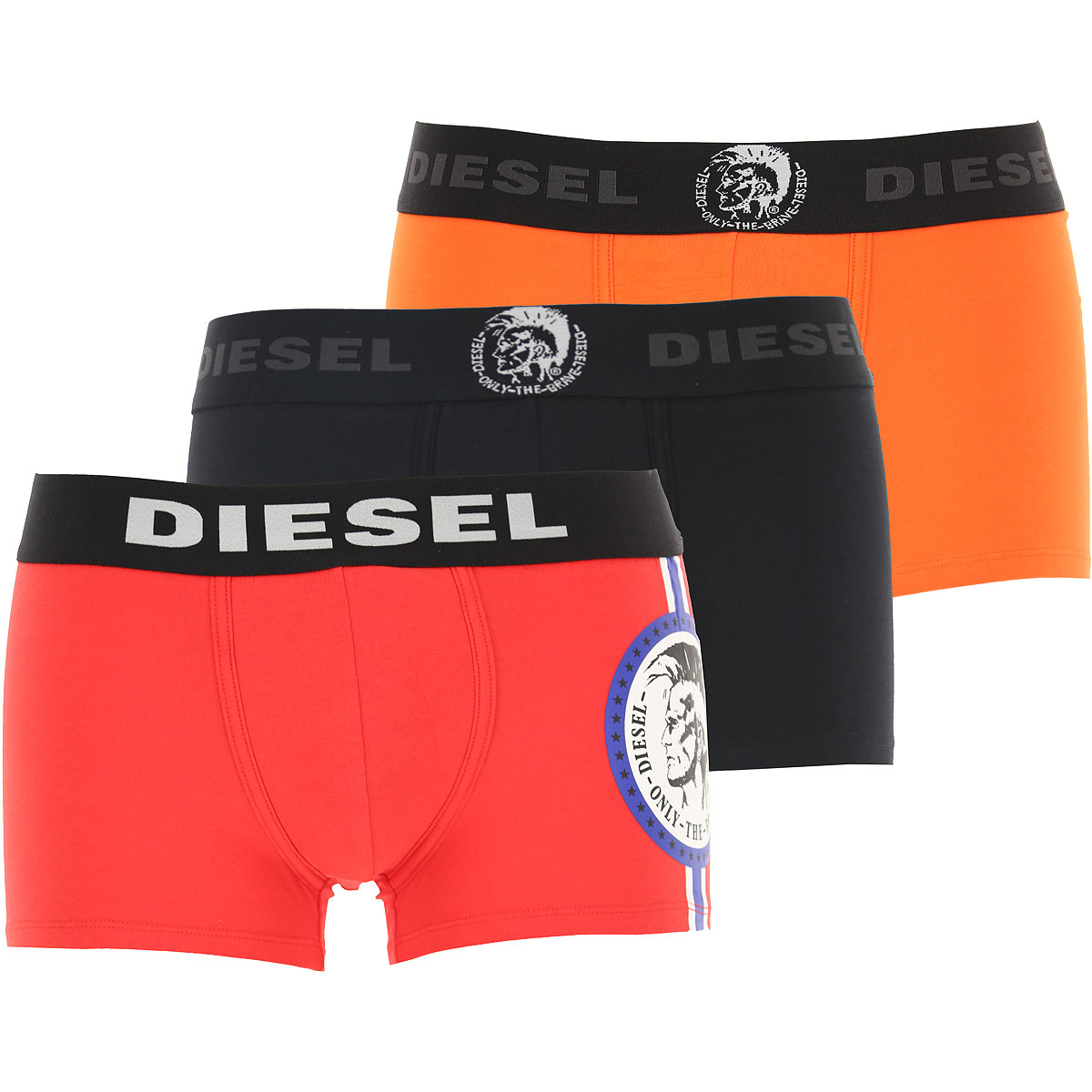 Diesel Boxer Shorts für Herren, Unterhose, Short, Boxer Günstig im Sale, 3 Pack, Rot, Baumwolle, 2017, L M S XL