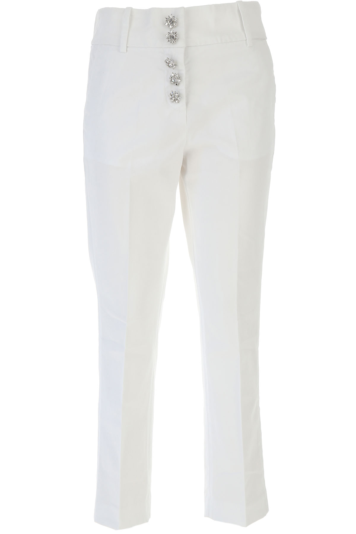 Dondup Pantalon Femme, Blanc, Coton, 2017, 39 40 41 42 42