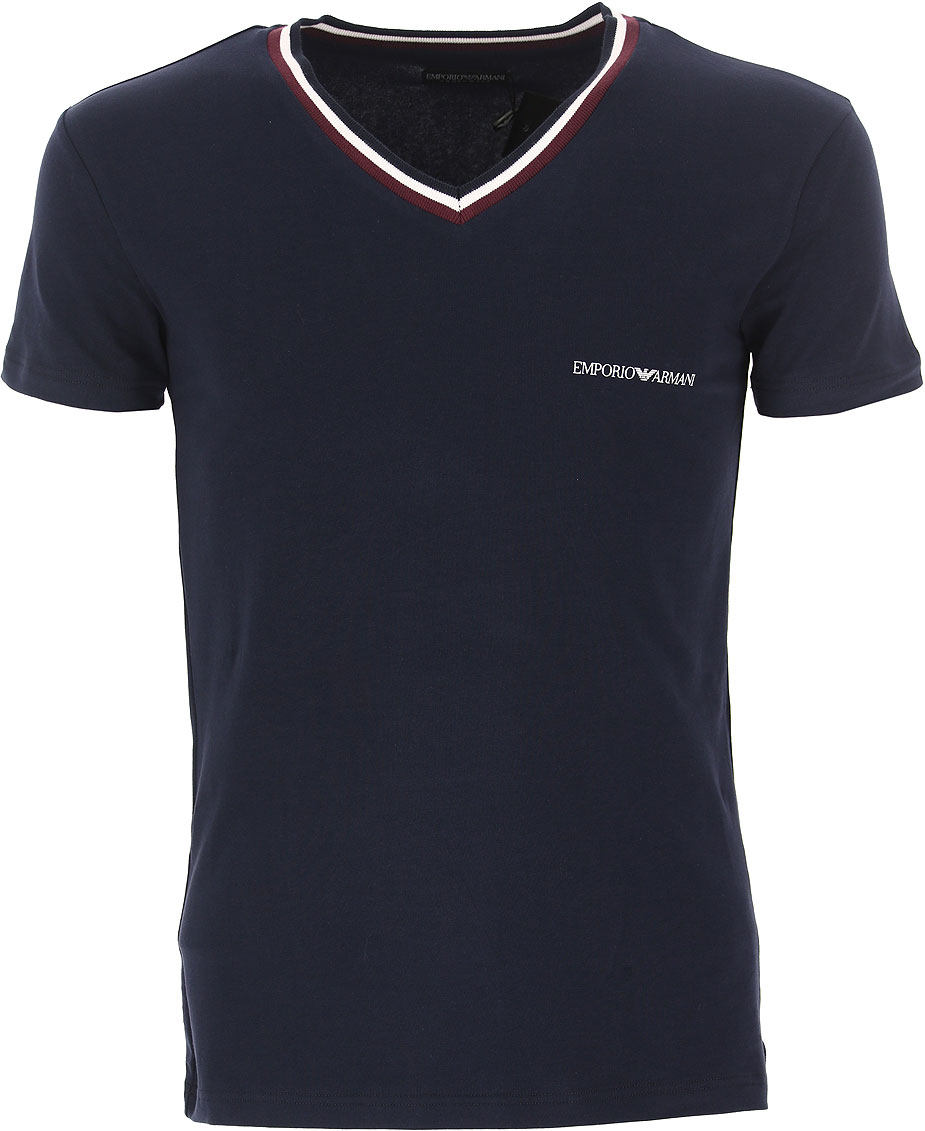 Emporio Armani T-shirt Homme , Bleu marine, Coton, 2017, L M