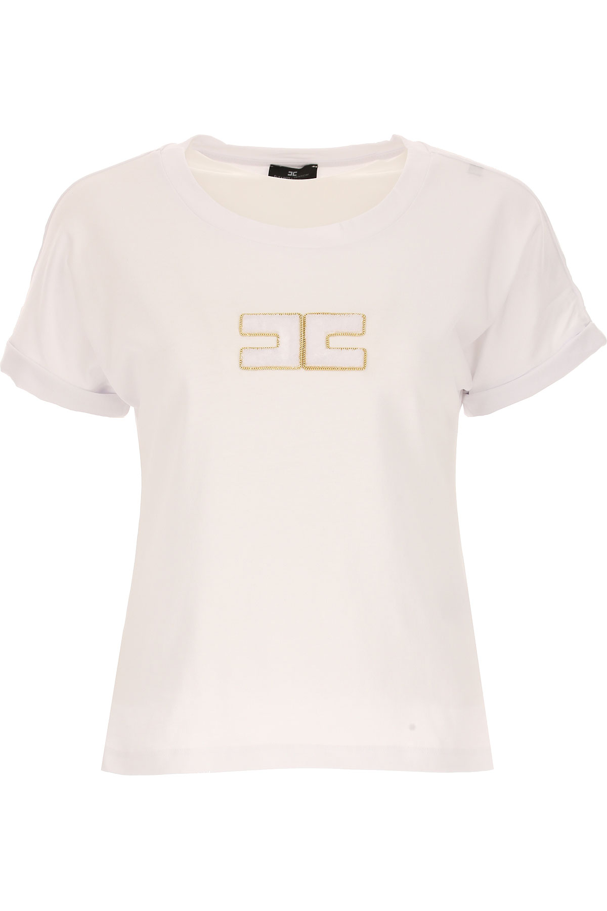 Elisabetta Franchi T-shirt Femme, Blanc, Coton, 2017, 38 40 42 44 46