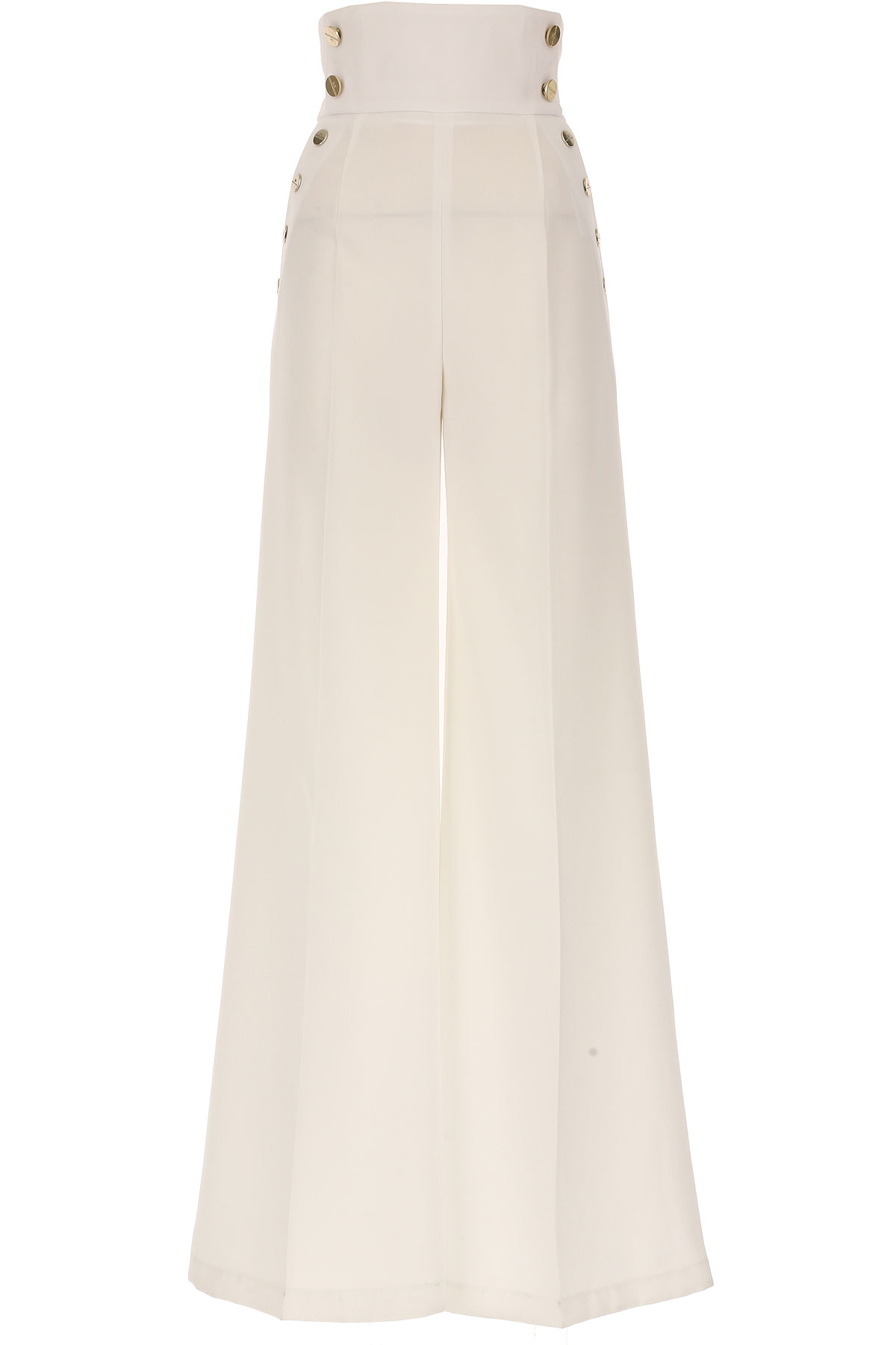 Elisabetta Franchi Pantalon Femme, Blanc, Polyester, 2017, 40 42