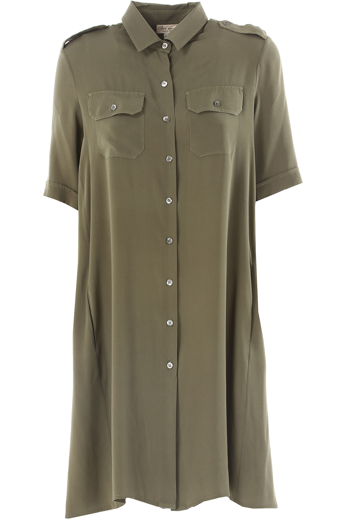 Her Shirt Robe Femme , Vert militaire, Soie, 2017, 38 40