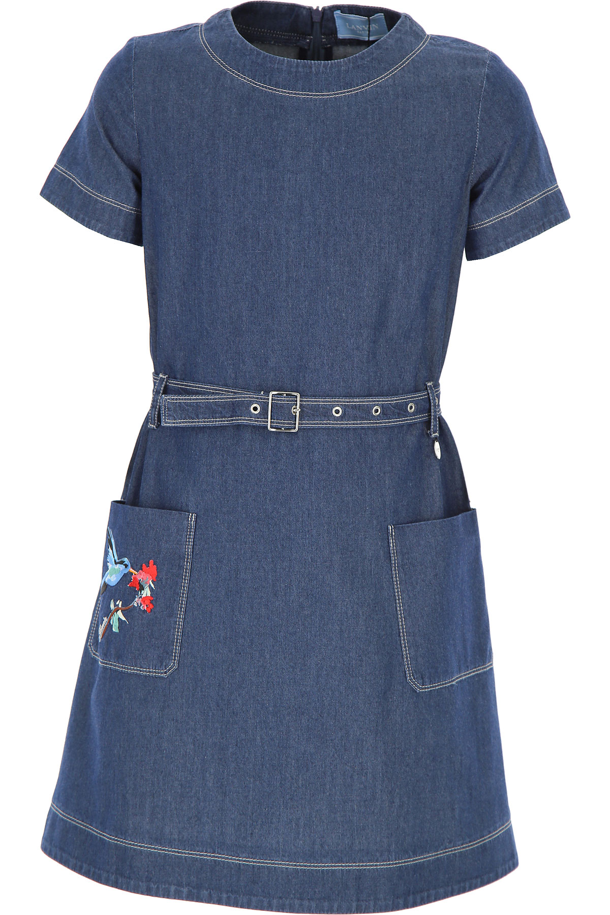 Lanvin Kleid für Mädchen Günstig im Outlet Sale, Denim- Blau, Baumwolle, 2017, 12Y 8Y