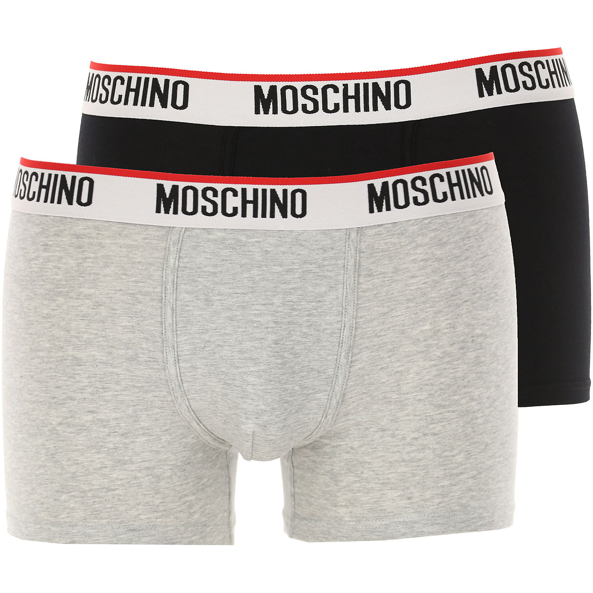 Moschino Boxer Shorts für Herren, Unterhose, Short, Boxer Günstig im Sale, Bi Pack, Grau Melange, Baumwolle, 2017, L XS