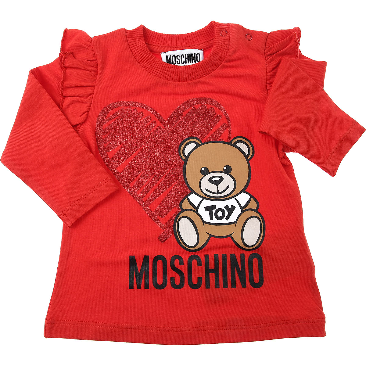 Moschino Baby T-Shirt für Mädchen Günstig im Sale, Rot, Cotion Baumwolle, 2017, 12M 18M 24M 3Y 6M 9M