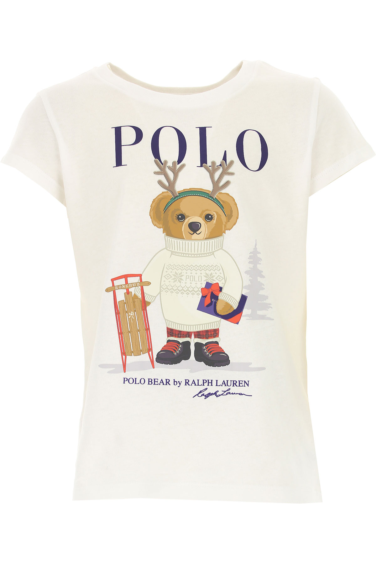 Ralph Lauren Kinder T-Shirt für Mädchen Günstig im Sale, Weiss, Baumwolle, 2017, L M