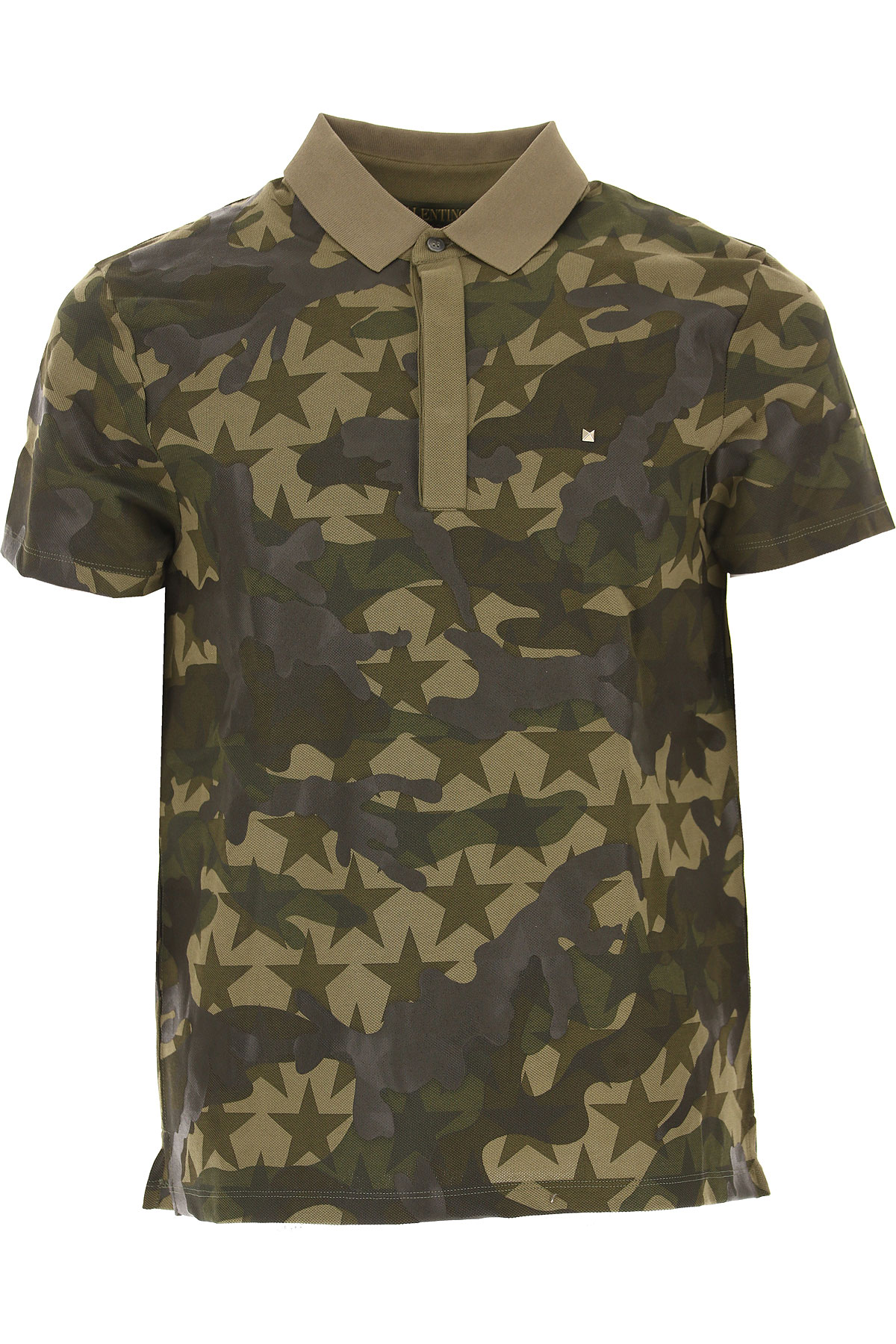 Valentino Polo Homme Outlet, Vert camouflage, Coton, 2017, S XS