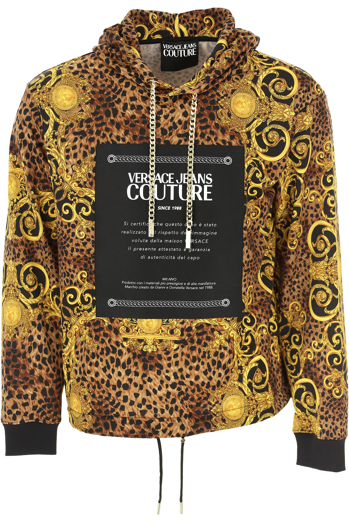 Versace Jeans Couture Sweatshirt für Herren, Kapuzenpulli, Hoodie, Sweats Günstig im Sale, Leopardenfarbig, Polyester, 2017, L M