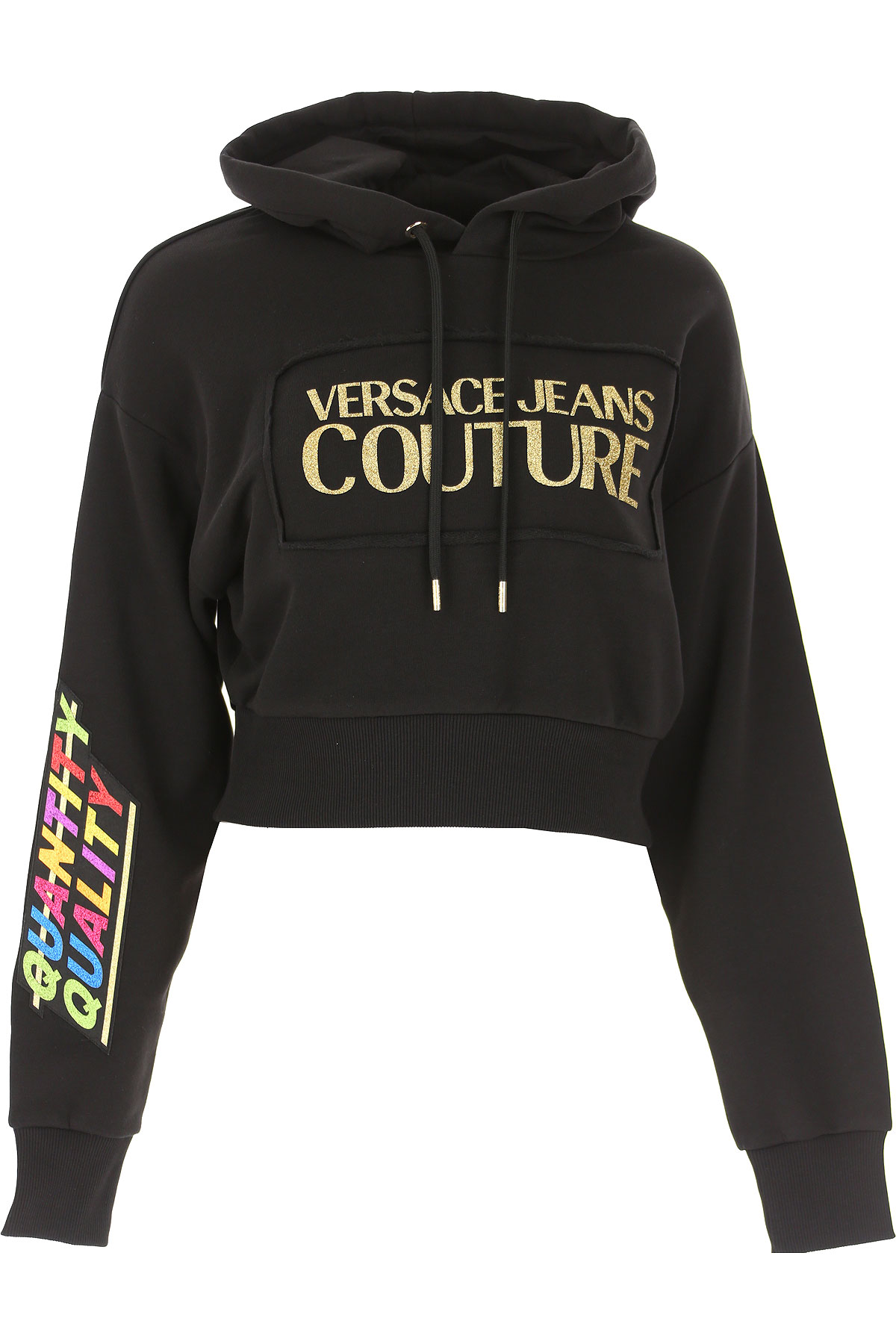 Versace Jeans Couture Sweatshirt für Damen, Kapuzenpulli, Hoodie, Sweats Günstig im Sale, Schwarz, Baumwolle, 2017, 38 40 44 M